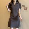 40s Pure Cotton Women's Little Black Polo Collar Dress, Slim Fit for Spring/Summer 2026