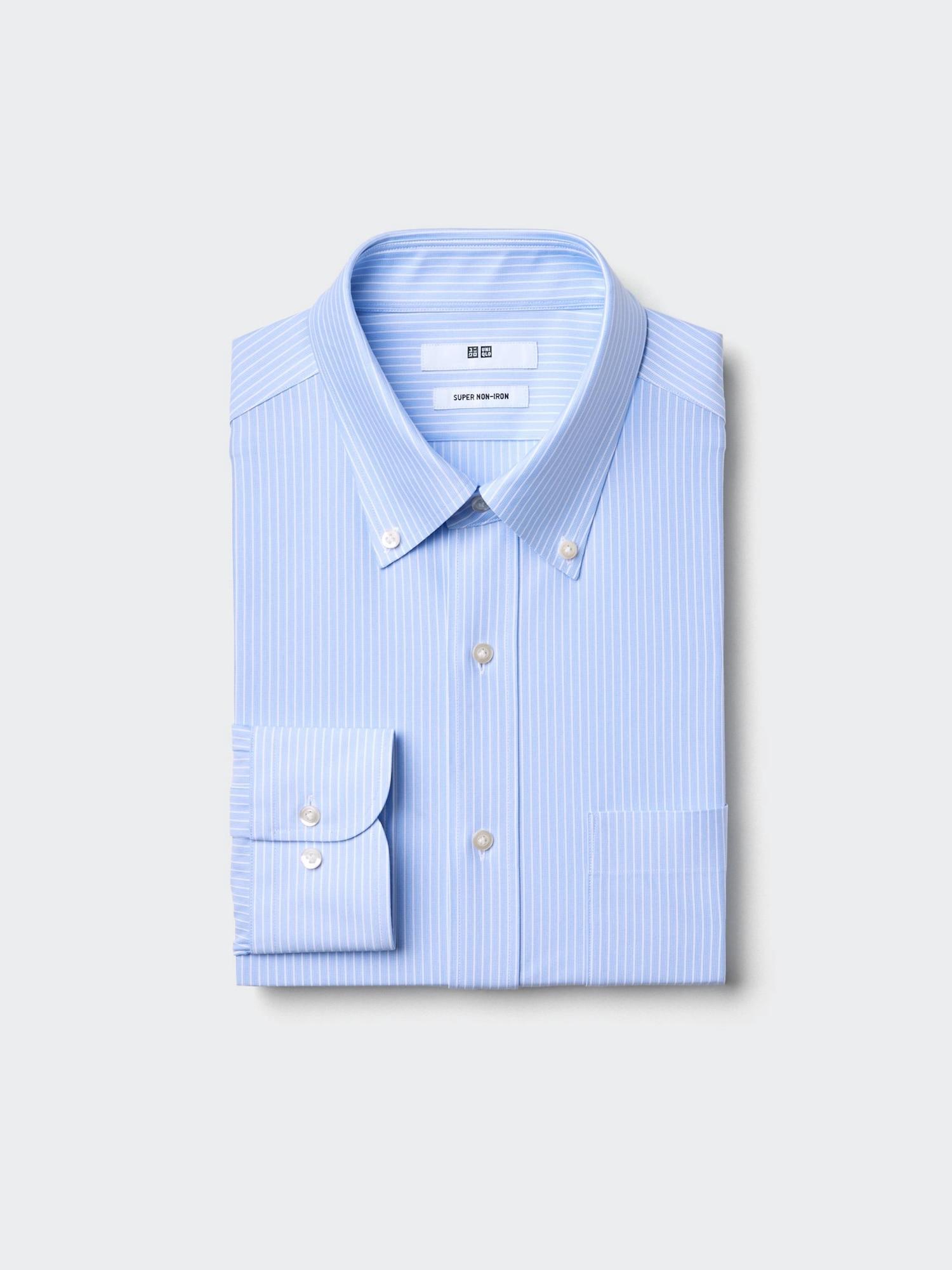 

Рубашка Uniqlo Super Non Iron Jersey с длинным рукавом и воротником на пуговицах в полоску B 63 BLUE/MEN 4XL