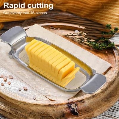 Butter Cutter Cheese Slicer Stainless Steel Quick Easy Cutting Grid for Portion Control Eggs Fruit Slicer Kitchen Tool for Precise Slicing