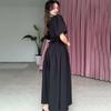 2025 Summer Puff Sleeve Tie-Up Dress: Cute & Versatile Solid Color for Women