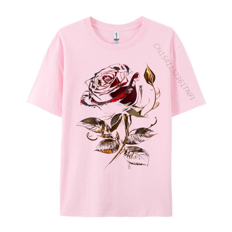 Deep Red Rose Black And Gold for Normal Man 2024 New Design Luxury Designer T-Shirts Cotton Fabric Men Tshirt Europe Tees