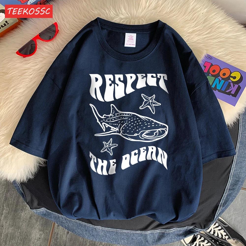 100% Cotton Fashion Respect Marine Conservation Whale Print Man T-shirt Suitable Oversized T-shirt Casual Soft T-shirt Pleasant