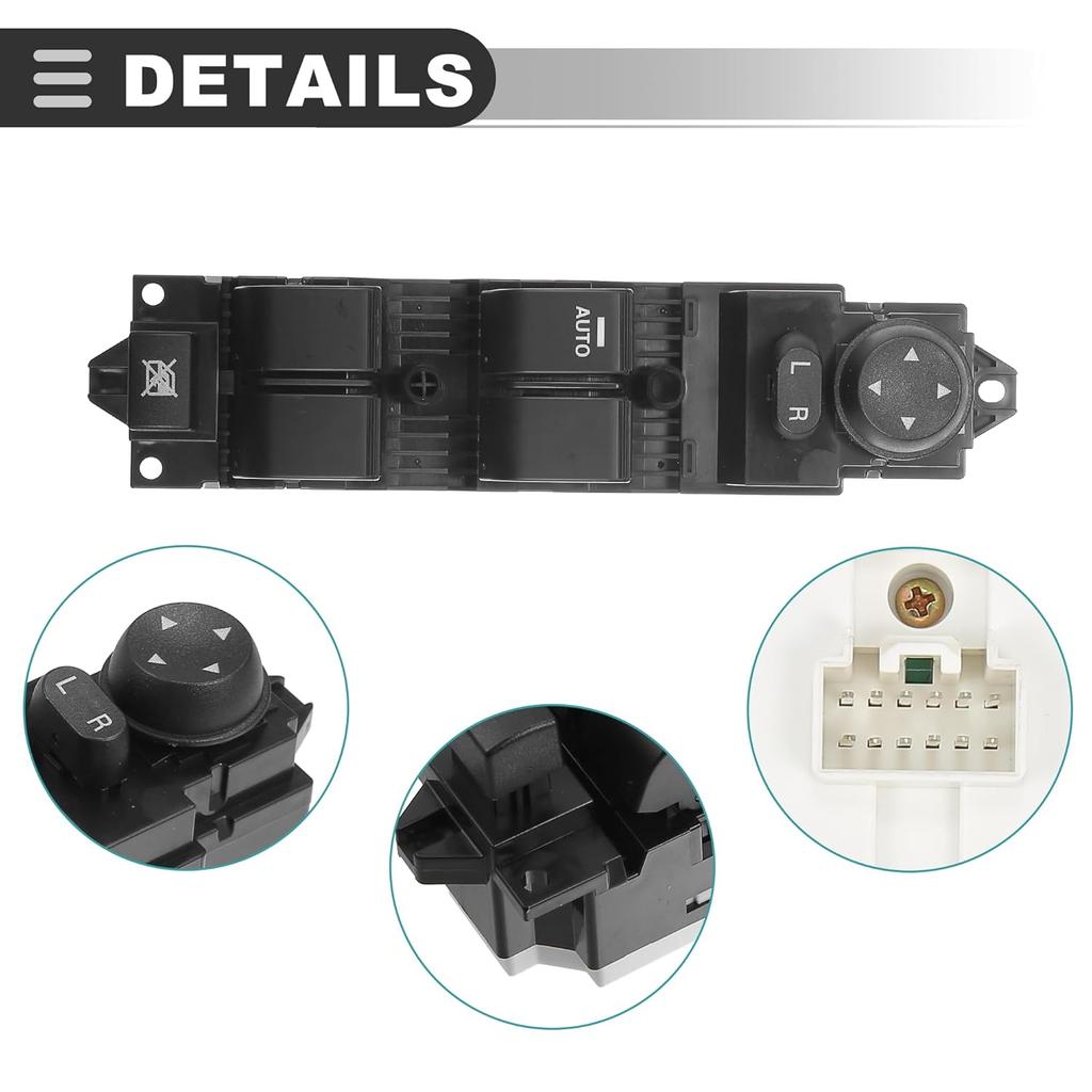 Motoforti Power Window Switch, Left Driver Side Master Power Window Switch, for Mazda 3 2010-2013, Plastic, No.BBM266350B, Black