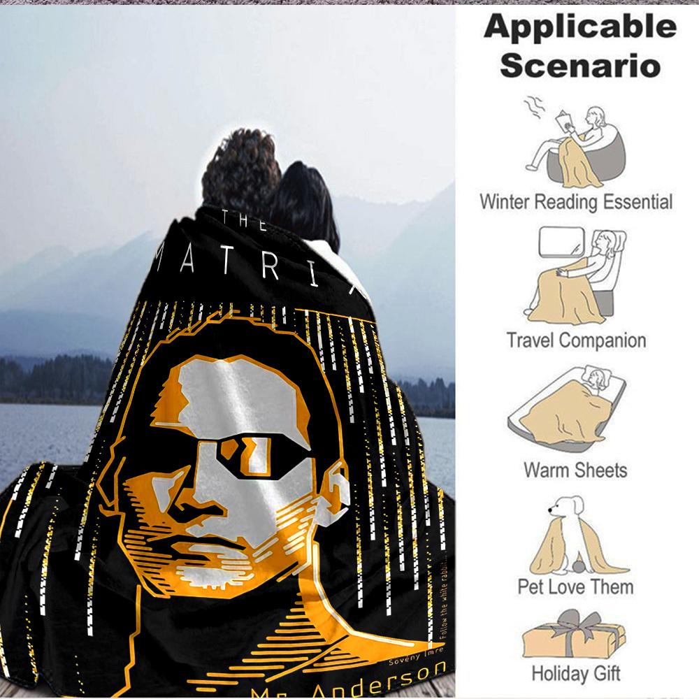 1pc The Matrix Blanket Lightweight Flannel Throw For Sofa, Bed, Travel, Livingroom, Office, Couch, Chair, And Bed