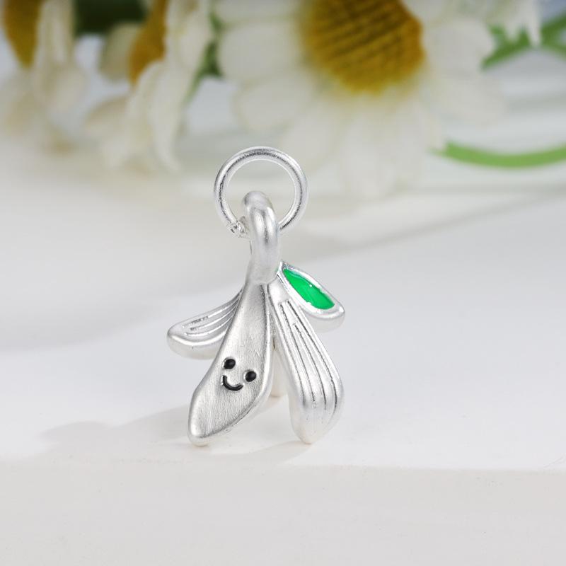 Sterling Silver 999 Honeysuckle Flower Pendant & Beads for DIY Bracelets серебряный