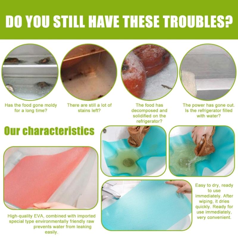 4Pieces Customizable Mat AntiSlip Refrigerator Shelf Liner Pad EVA Kitchen Cabinet Mats Easy to Clean and Waterproof