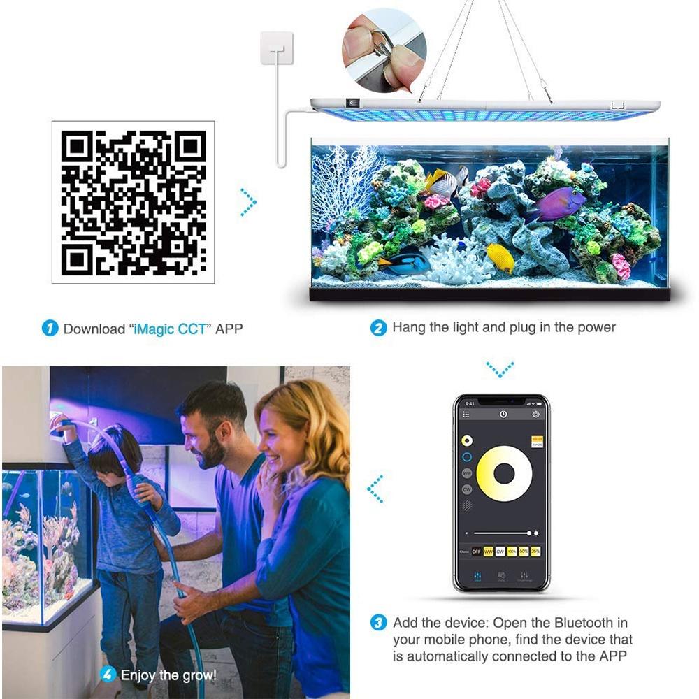 LED Marine Aquarium Licht Vollspektrum Panel Licht APP Steuerung Korallenriff Aquarium Lampe Süßwasser Museum Salzwasser Lampe