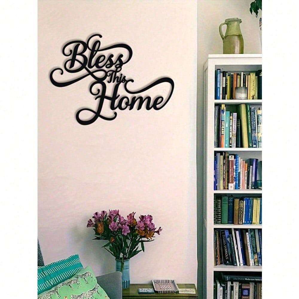 Modern Metal Wall Art Bless This Home Farmhouse Decor Waterproof Rust Resistant Sign for Living Room Bedroom Bathroom Kitchen Housewarming Gift