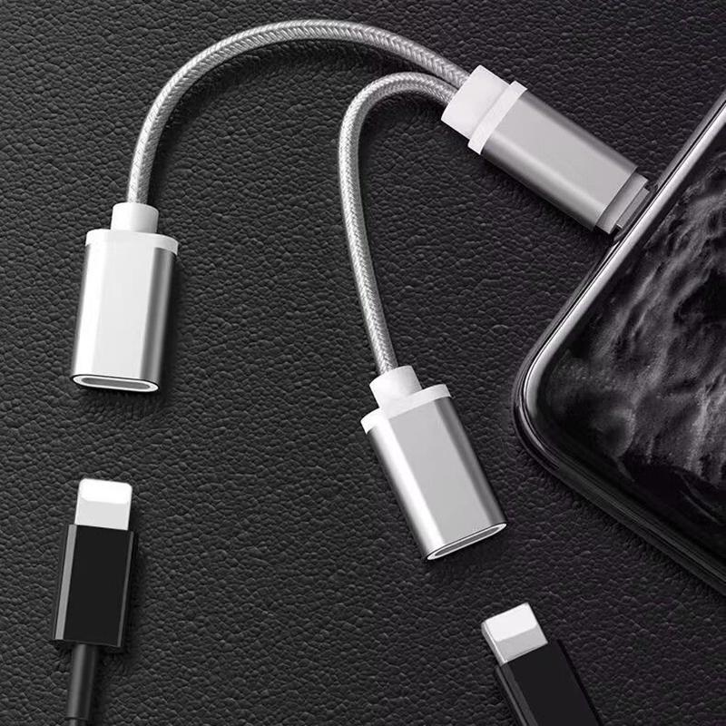 Audio Cable Charging 2 In 1 For Iphone14 13 12 11 Pro Max X 8 Accesorios Charging Cable Headphone Audio Aux Adapter Charger