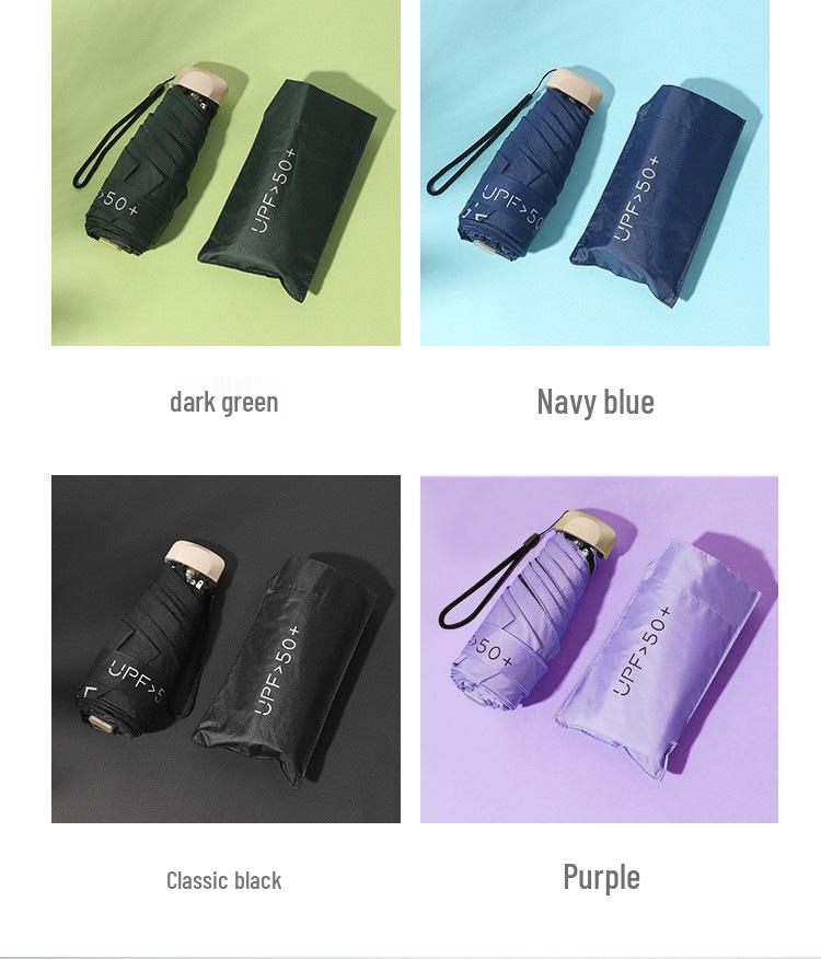 Flat Five-Fold Women's UV Protection Sunshade Umbrella: Dual-Use Mini Folding Umbrella.