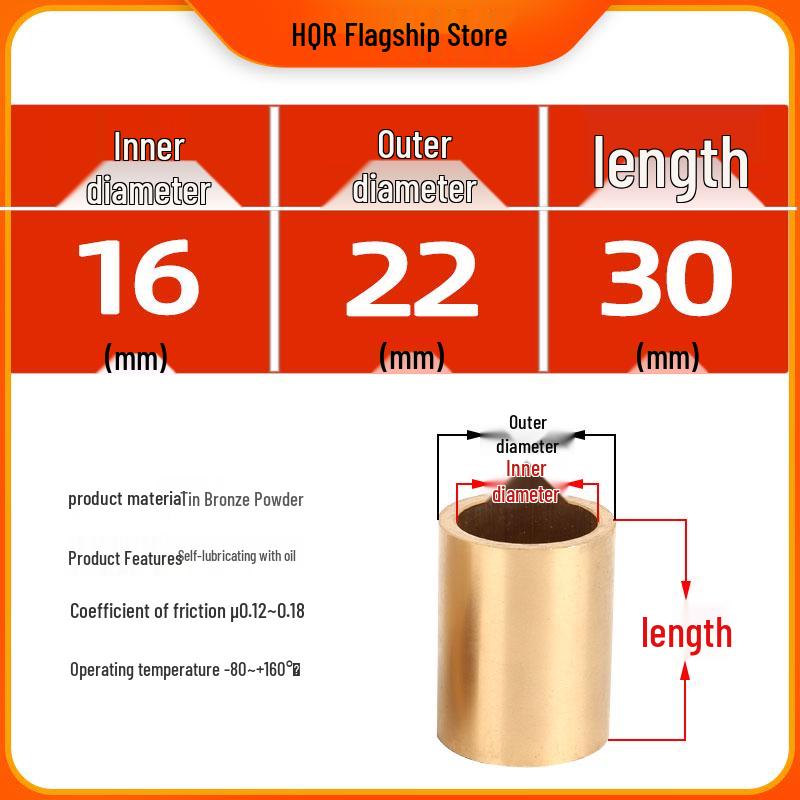 Self-Lubricating Oil-Impregnated Copper Bearing Bushing, Inner Guide 3-5, 6-8, 10-14, 15-32