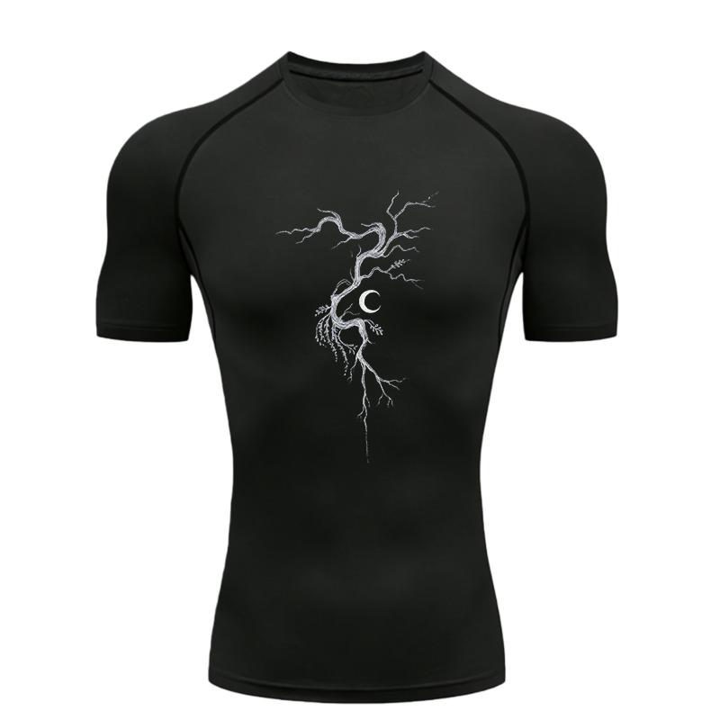 Men Sports T-shirt Training Fitness Compression Athletic Tight Fit Short Sleeve Fitness Breathable Quick-Drying High Elasticity