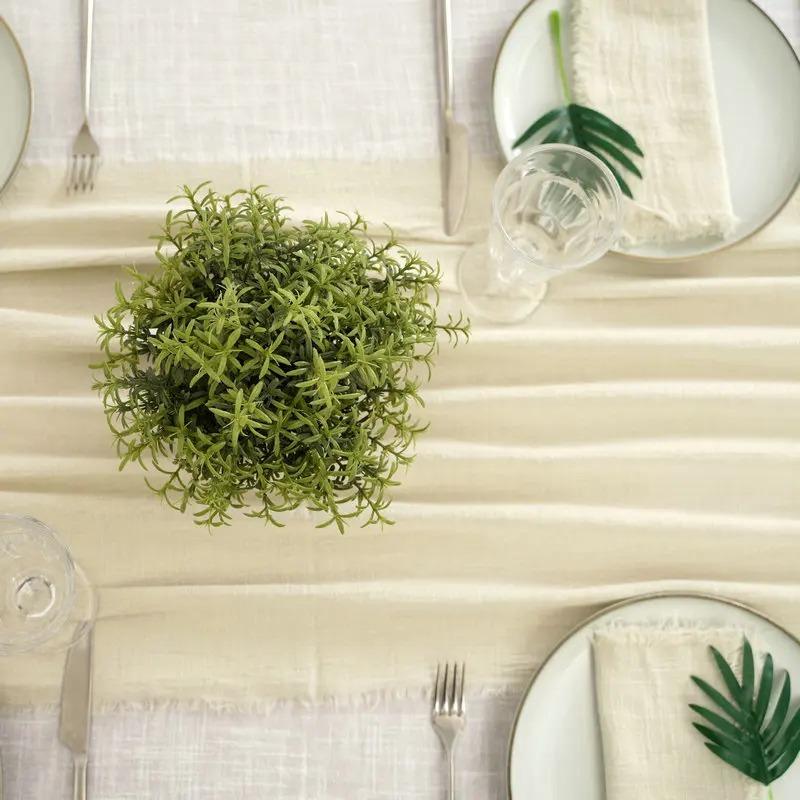 Table Runners Rustic Cotton Gauze Dining Burlap Retro Burr Texture Vintage Wedding Supplies Linen Home Christmas Decorations