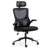 Office Chairs Fortia Ergonomic Office Desk Chair Lumbar Support Mesh Fabric Adjustable Headrest Retractable Armrests Black