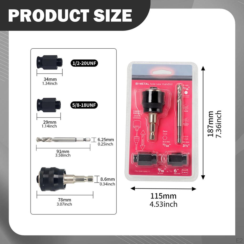Holesaw Quick Change,Hex Shank Easy to Install with Nuts and Bit Arbor for Garden Garage