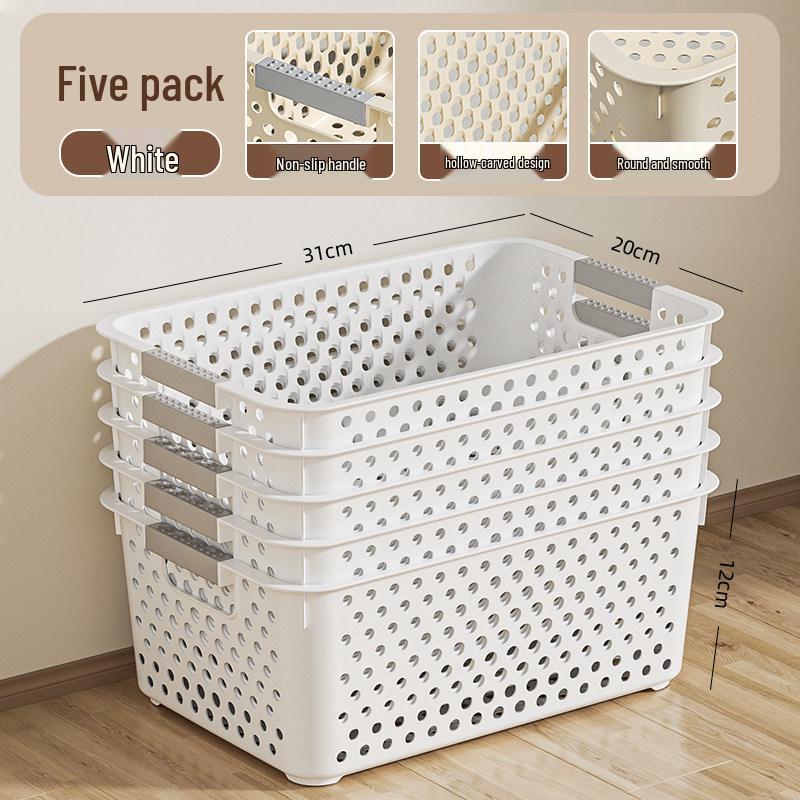Japanese-Style Snack & Sundries Organizer: Large Plastic Basket for Kitchen, Cabinet, or Desktop Storage.