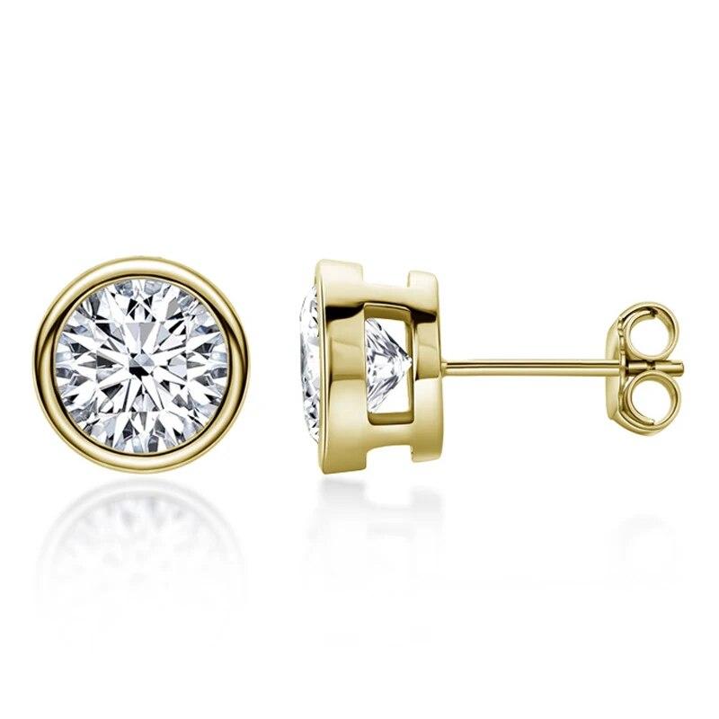 Comprar Corte redondo 0,5-1CT Diamante Teste Passado Moissanite Stud Banhado 14K 925 Prata 5mm 6,5mm Brincos Moissanite Jóias Presente Namorada a partir de 22 | Joom
