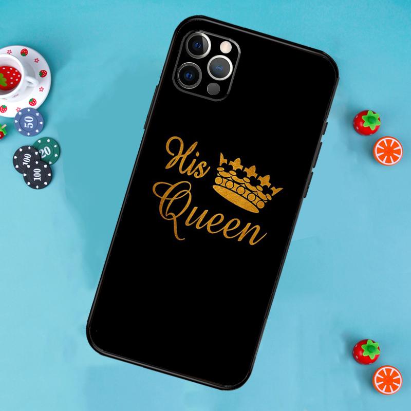 King Queen Couple Lovers Phone Case For iPhone 17 Air 13 16 15 11 12 14 Pro Max 13 12 mini 15 16 Plus 16e Cover Funda