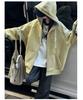 Girls' Alpaca Wool Fleece-Lined Jacket - Korean Casual Style, Hooded, Thick & Warm for Autumn/Winter