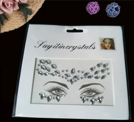Glitter Crystal Face Stickers For Party Festival, Mermaid/Mixed Style, Random Colors & Shapes