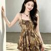 Ethnic Style Lace-up Sleeveless Vest Suspender Skirt Women's 2026 Summer New Beautiful Back Chiffon Retro Printing Short Skirt Tide