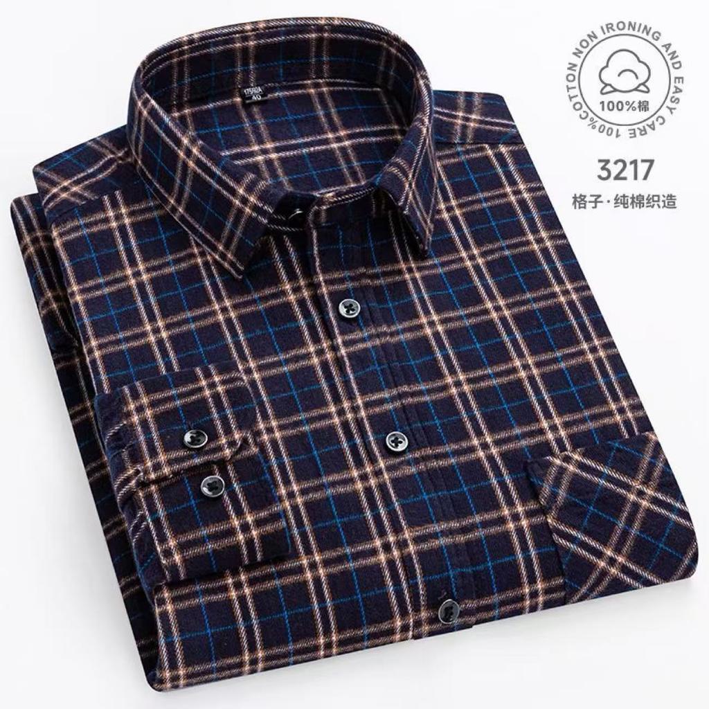 Pure Cotton Men's Plaid Shirt Long Sleeve Regular Fit Men Casual Oversized Shirt Leisure Autumn Male Blouse New Plus Size 11XL