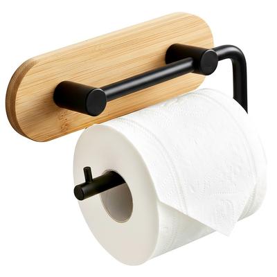 Uchwyt Na Papier Toaletowy Samoprzylepny Wieszak Łazienkowy Metal Bambusowy