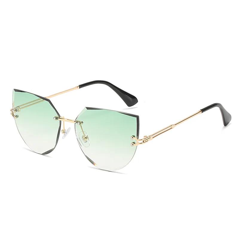 New Frameless Sunglasses Fashion Cat Eye Lentes De Sol Mujer Street Photography Trendy Accessories