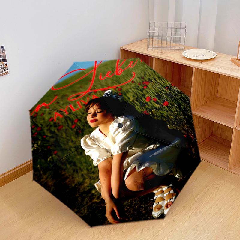 

1pc Ayliva pattern Umbrella Portable Folding Umbrella Iron Frame Hole Bone Structure Outdoor Home Umbrella