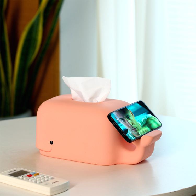 Creative Silicone Tissue Box Desktop Mobile Phone Holder Cute Cartoon Living Room Bedroom Children's Anti-fall Household Pumping Paper Box