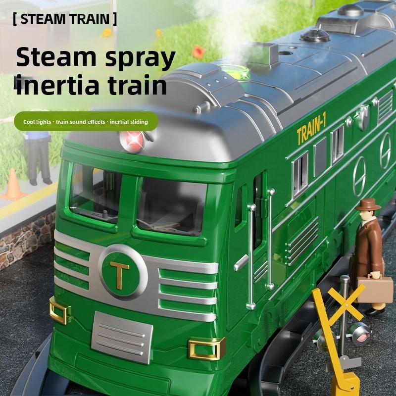 Model simulovaného retro vlaku Dětská hračka se sprejovou a světelnou funkcí pro hraní a učení