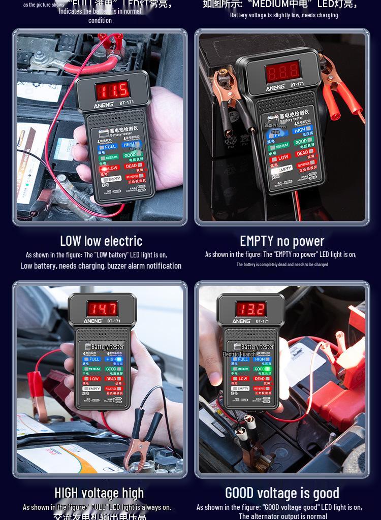 ANENG 12V Battery Tester for Cars, EVs, and Motorcycles - Models BT171/BT172