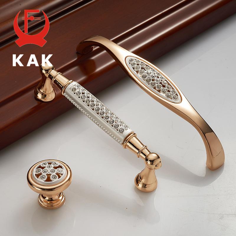 KAK Champagner Gold Türgriffe Mit Diamant Luxus Zinklegierung Schrank Schubladenknöpfe Europäische Kleiderschrank Möbel Griffe Beschläge