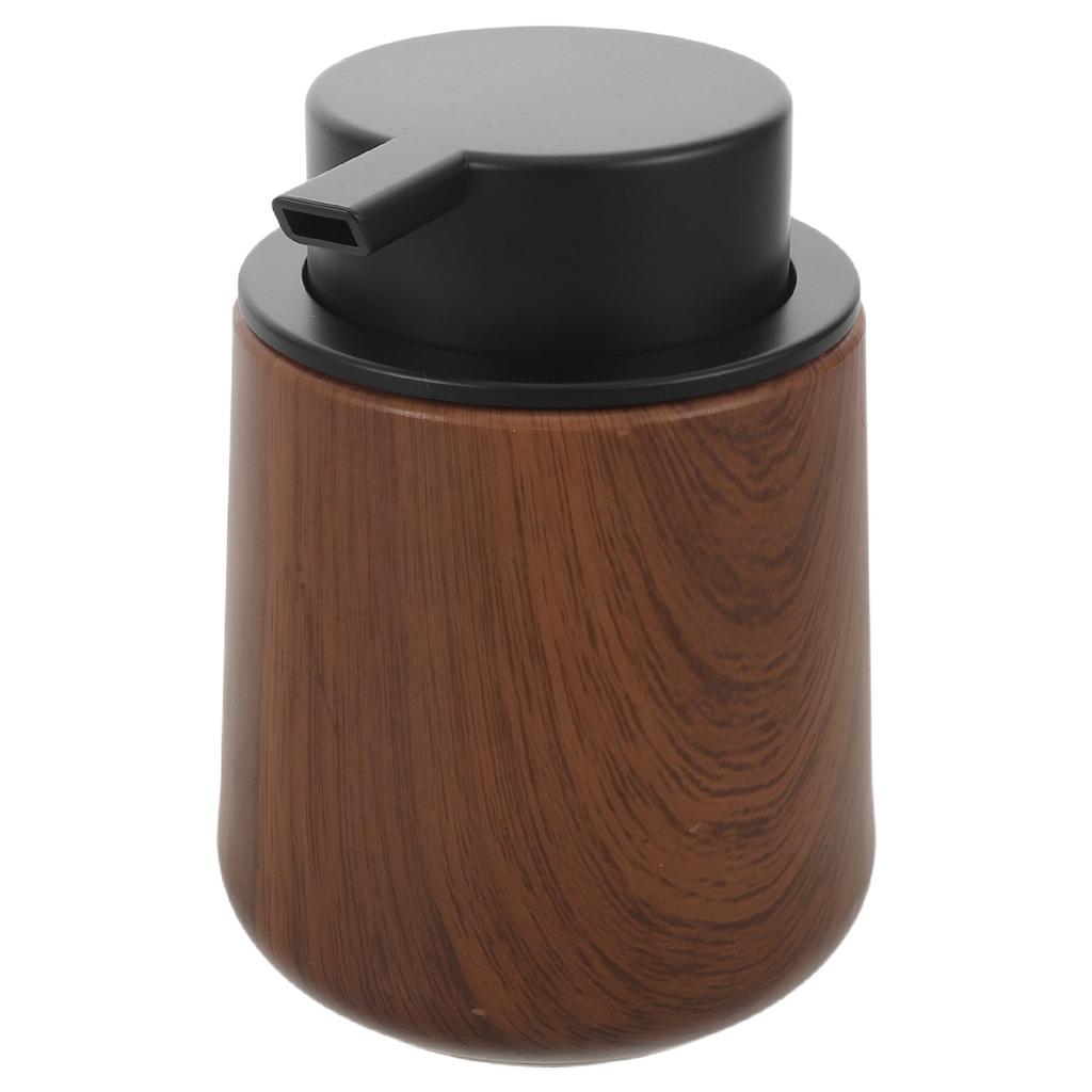 Dispenser Sapone Liquido Schiumogeno Legno di Noce Effetto Venature Vintage 250ml Bottiglia Ricaricabile con Pompa Schiumogena per Bagno Cucina Dispenser Pompa Sapone