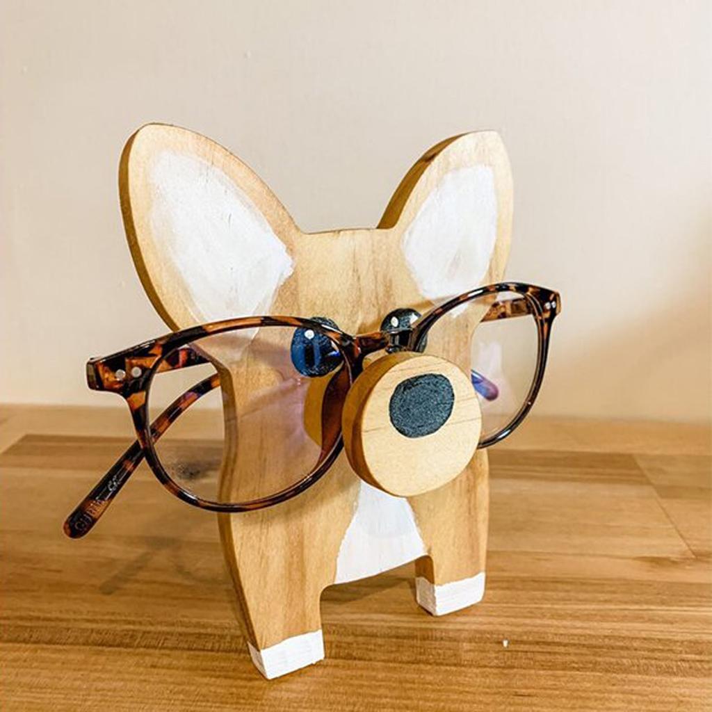 Corgi Dog Glasses Stand Christmas Gift Handmade Wooden Spectacle Holder Cute Pet Eyeglass Display Ornaments