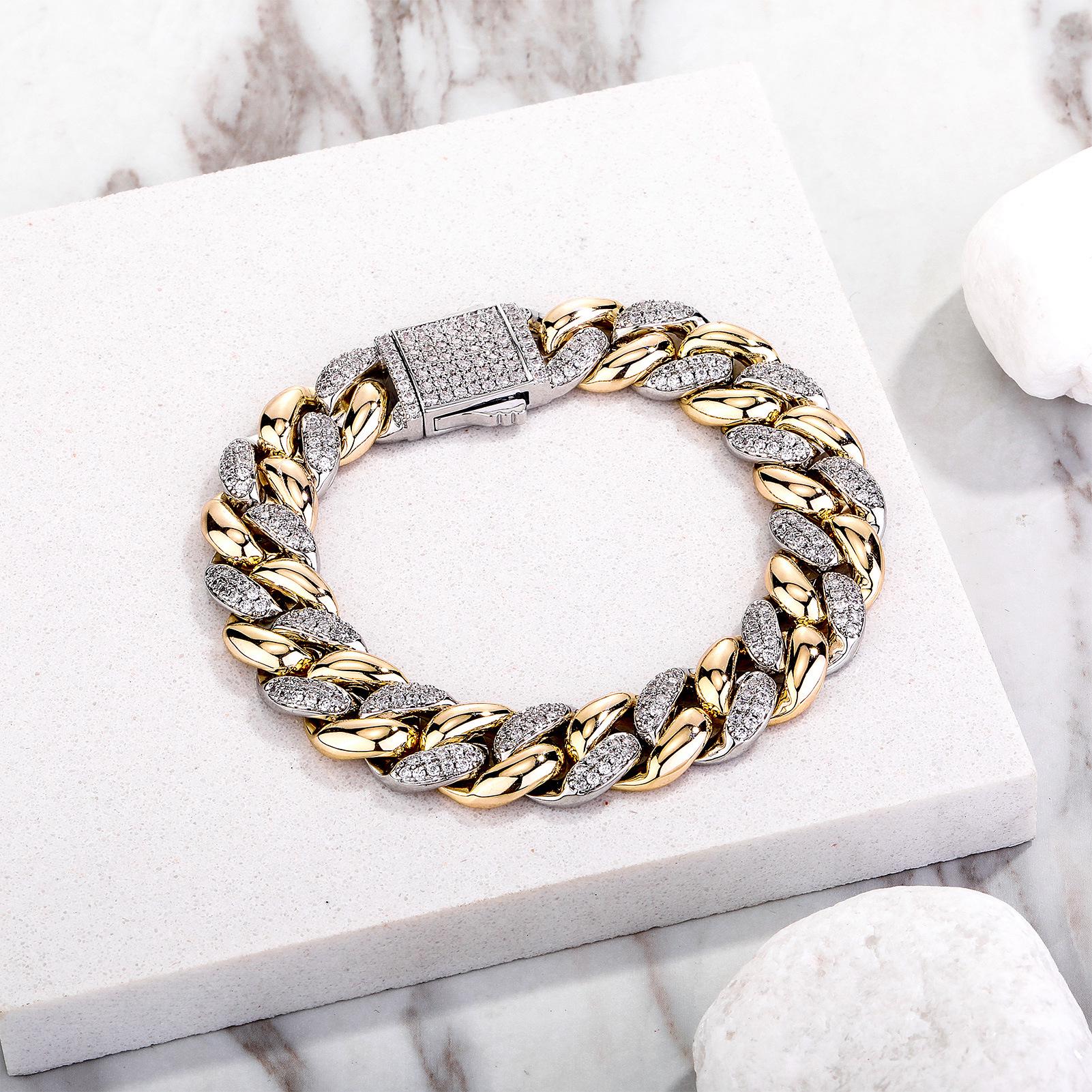 

Jin ao 9mm-14mm Men s Hip Hop Cuban Bracelet - Trendy Spring Buckle Chain