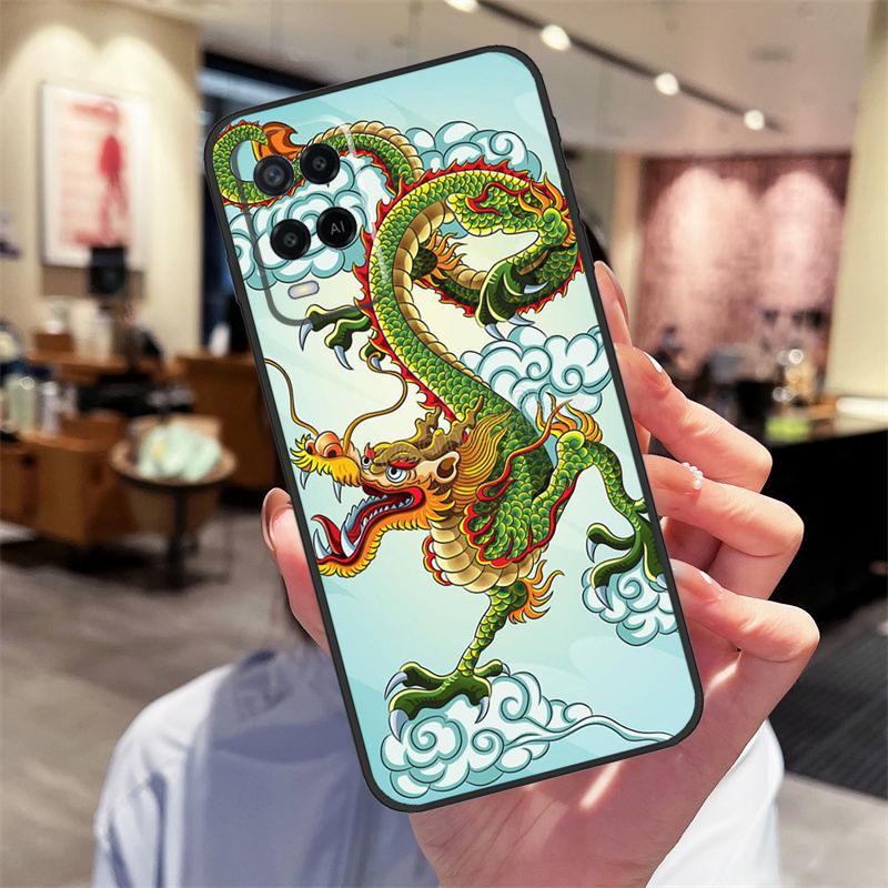 Chinese Dragon Case For Oppo A94 A74 A54 A18 A38 A58 A78 A98 A40 A60 A80 A16 A76 A96 A15 A17 A77 A57S Cover