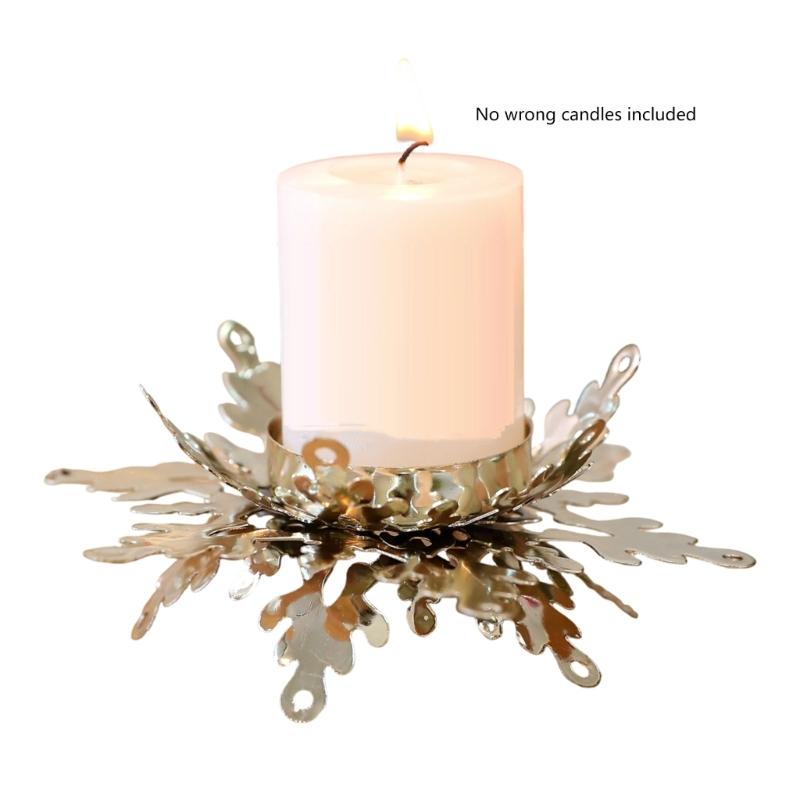 Iron Candle Holders Stand with Christmas Snowflake Star Butterfly Tree Pattern Candlestick for Home Tabletop Decoration