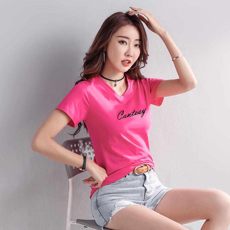Women's Plus Size V-Neck Loose Cotton Short-Sleeve T-Shirt - Summer 2025 Collection