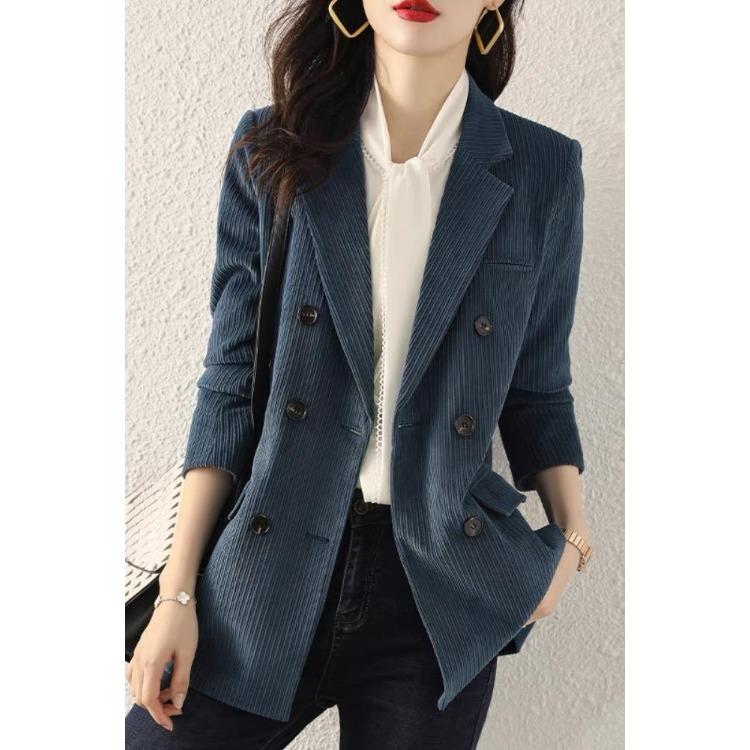 Retro Corduroy Suit Jacket for Women In Autumn / Winter, British Style Casual and Sophisticated Small Blazer with High-end Feel