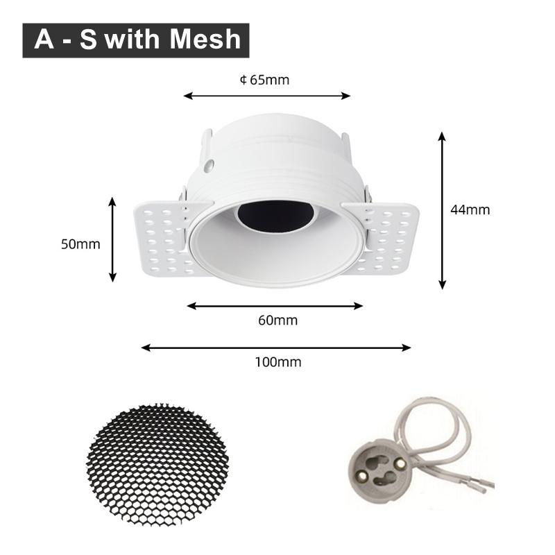 Anti-glare Frameless Recessed LED Ceiling Downlight Bracket Spotlight Adjustable Frame GU10/MR16/11 Lamp Holder Fitting Fixture