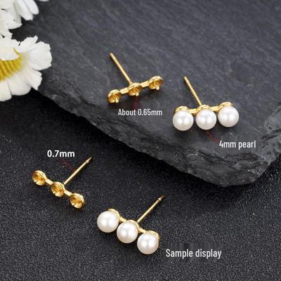 S925 Silber Drei-Perlen-Steckohrringe mit T-Bügel für Damen – Eleganter DIY-Französischer Stil