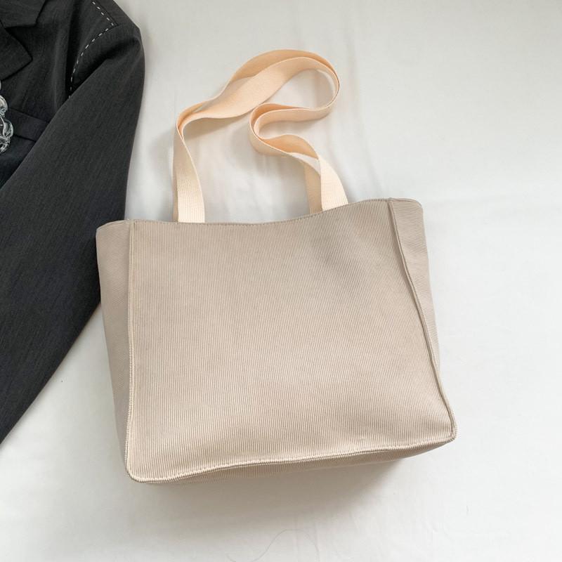 Large Capacity Casual Tote Bag For Women In Black Beige Green Brown Retro Style