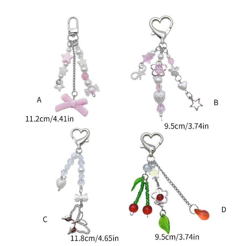 Fashion Star Bowknot Butterfly Hanging Pendant Sweet Phone Strap Bag Decoration Portable Hanging Lanyard for Girls Women