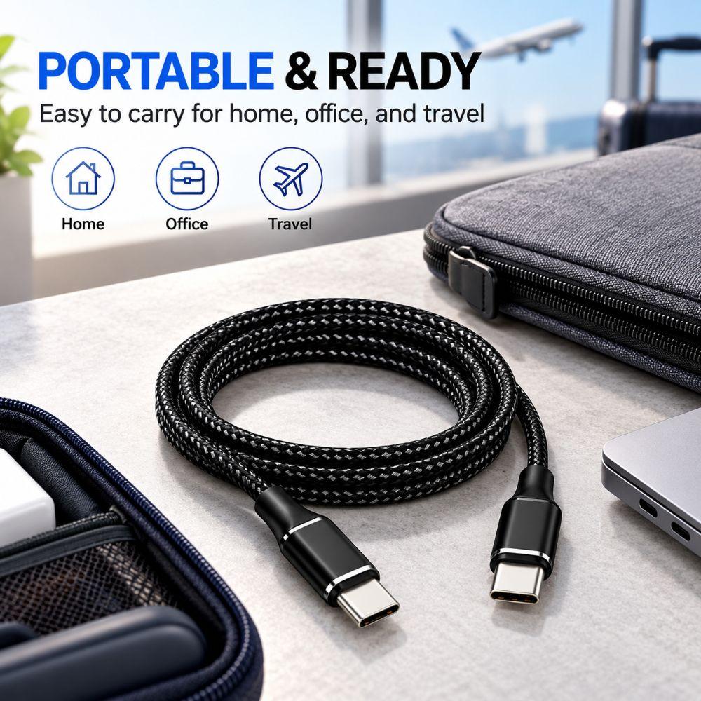 5A USB-C Charging Cable 100W PD USB-C Sync Cable Male to Male PD Fast Charge Lead  File Transfer