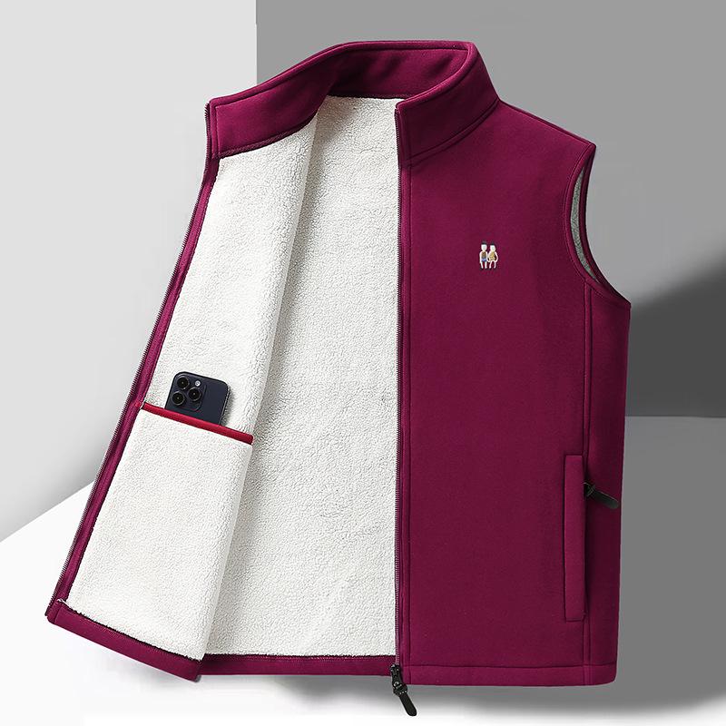 Men's Lambswool Fleece Vest: Warm, Versatile, Sleeveless Outerwear for Autumn and Winter