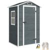 Equipment House 1.1 M² Tool Shed with Wood-Look Window Gable Roof Ventilation Floor Lock Gloves Grey