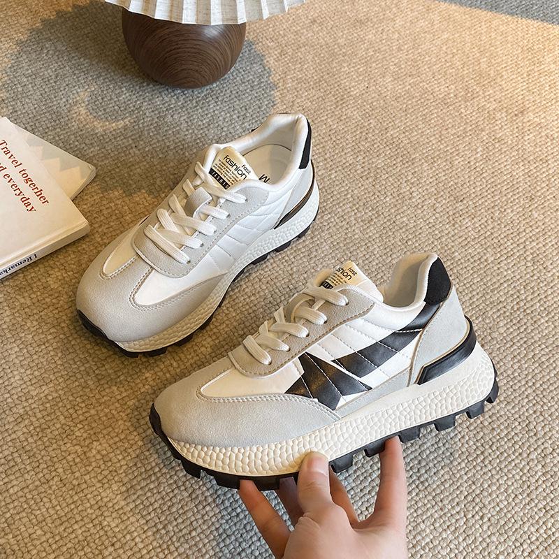 

2025 spring and autumn new Forrest Gump shoes retro sports shoes casual women s shoes versatile thick-soled heightening dad shoes ins tide 36 чёрный