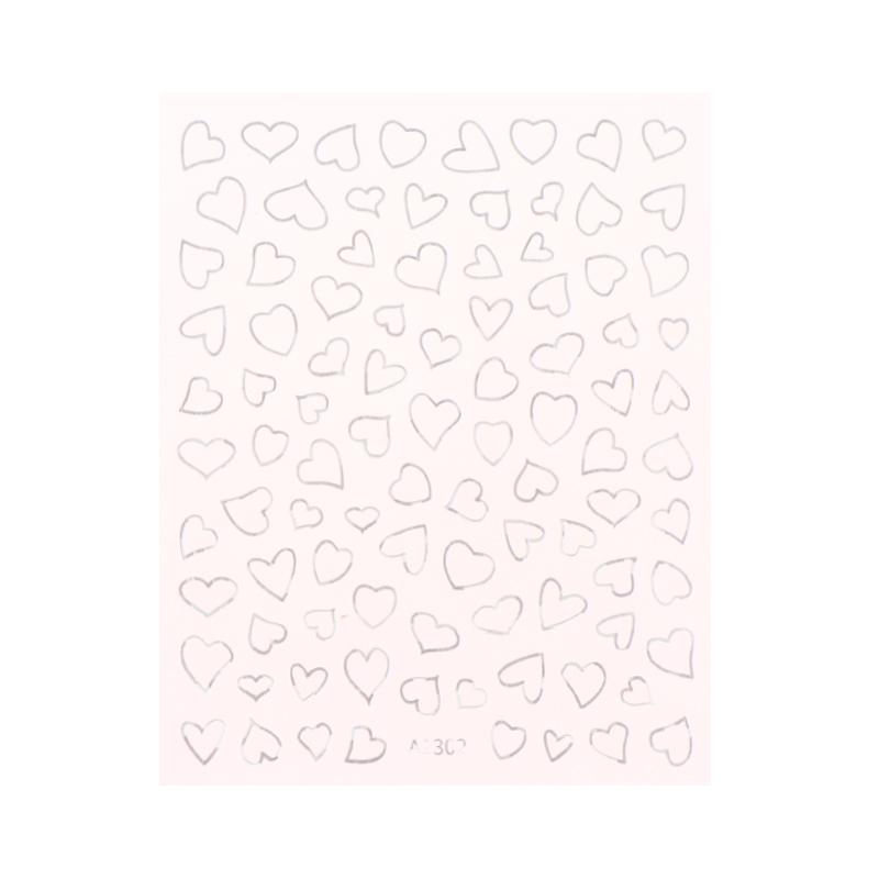 Hollow Heart Sticker For Nail Gold Pink Love For Women Slider Nail Art Decoration Holographic Manicure Accessory
