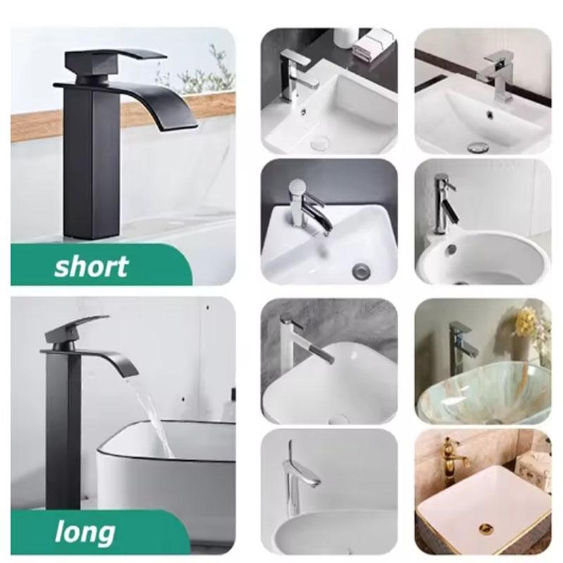Hot And Cold Stainless Steel Waterfall Wash Basin High And Low Faucet Black Toilet Wash Basin Bathroom